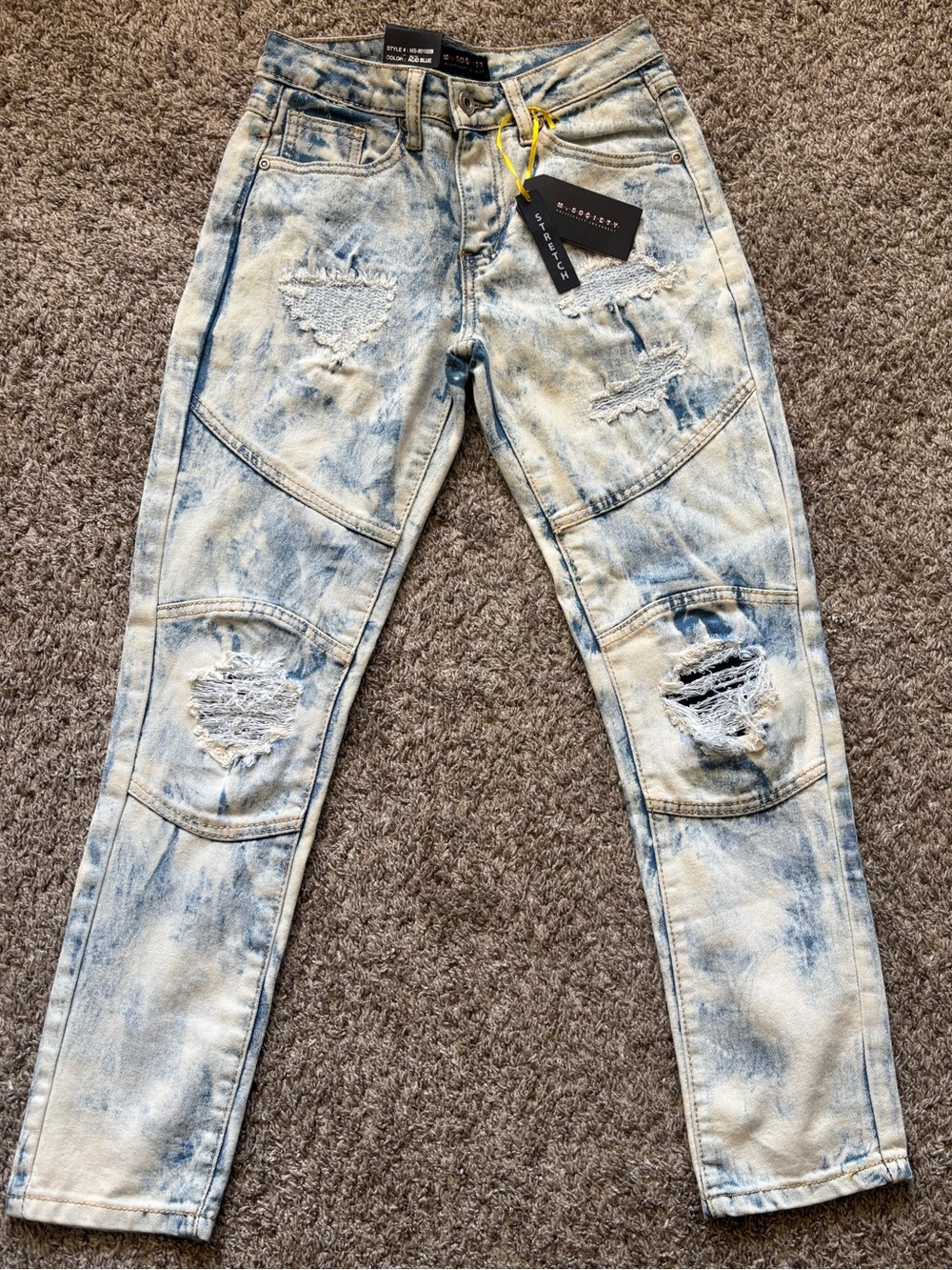 Boys Distressed Light Blue Washed Jeans